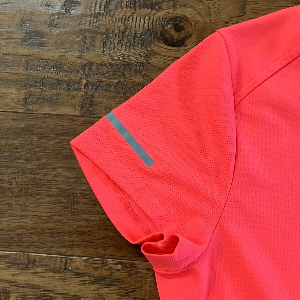 Adidas Womens XL Running Climalite Coral Short Sleeve Shirt Neon Pink/Orange - Picture 6 of 15